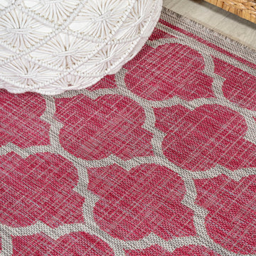 Trebol Moroccan Trellis Textured Weave Indoor/outdoor Runner Rug
